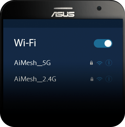 يتيح لك نظام AiMesh AC2900 WiFi اختيار مُعرف مجموعة خدمة (SSID) واحد للمنزل بالكامل أو مُعرفات مجموعة خدمة (SSID) منفصلة لكل نطاق تردد.